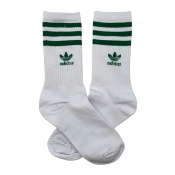 Media Caña Premium Adidas Horizontal Blanca y Verde