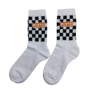 Media Caña Premium Vans Cuadritos Blanca/Naranja