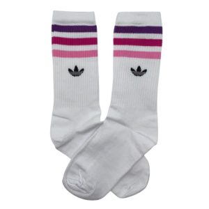 Media Caña Premium Adidas Horizontal Blanca con Violeta/Lila/Rosa