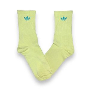 Media Caña Premium Adidas Limon y Azul Logo Chico