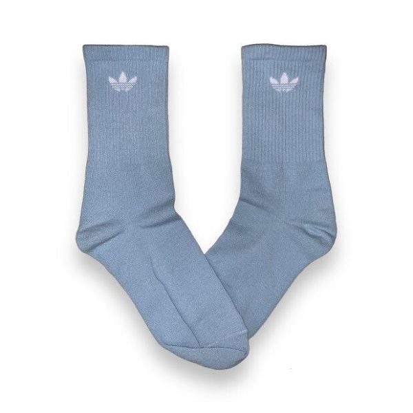 Media Caña Premium Adidas Clasica Celeste Logo Chico