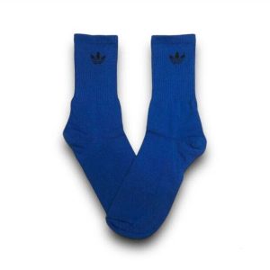 Media Caña Premium Adidas Azul Logo Negro Chico