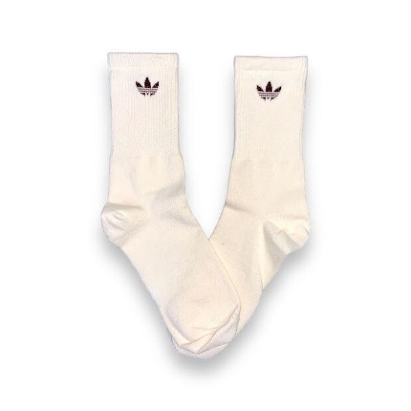 Media Caña Premium Adidas Clasica Crema Logo Chico