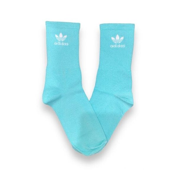 Media Caña Premium Adidas Clasica Logo Chico con Letras Aqua