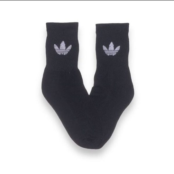 Media Caña Toalla Adidas Negra Solo Logo