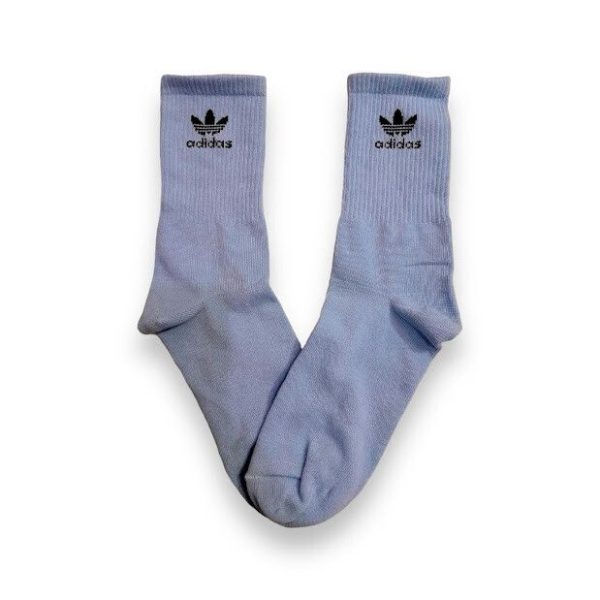 Media Caña Premium Adidas Clasica Logo Chico Celeste con Letras