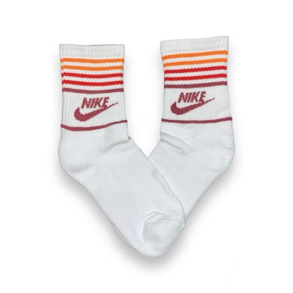 Media Caña Toalla Nike Blanca Rayas Roja/Naranja/Bordo