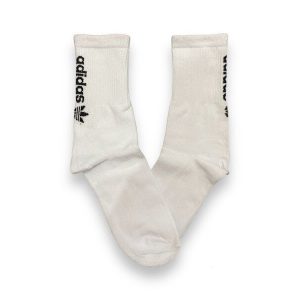 Media Caña Premium Adidas Blanca Letras Atras
