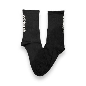 Media Caña Premium Adidas Negra Letras Atras