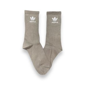 Media Caña Premium Adidas Marron Grisaceo Logo Chico con Letras