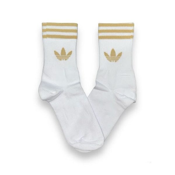 Media Caña Premium Adidas Horizontal Blanca con Dorado Solo Logo