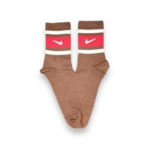 Media Caña Premium Nike Marron, Rojo y Beige