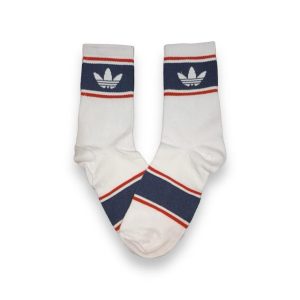Media Caña Premium Adidas Blanca con Azul y Rojo Solo Logo