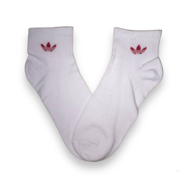 Soquete Alto Adidas Blanco Logo Rojo