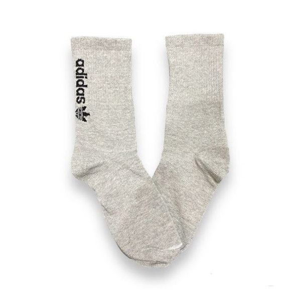 Media Caña Premium Adidas Gris Letras Atras