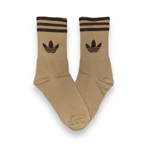 Media Caña Premium Adidas Horizontal Marron Claro Solo Logo
