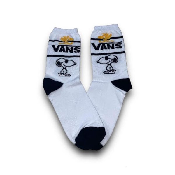Media Caña Premium Vans Snoopy Blanca