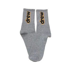 Media Caña Premium Drew Letras Gris