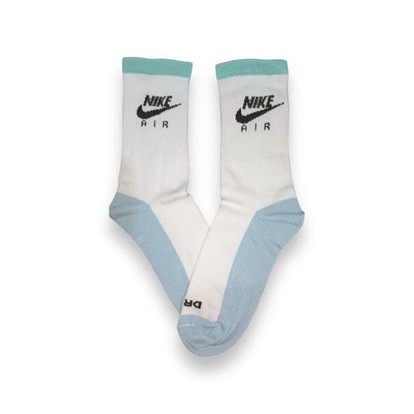 Media Caña Premium Nike Air Blanca Aqua y Celeste