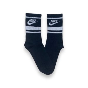 Media Caña Premium Nike Horizontal Negra con Blanco