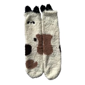 Tenis Peludita Blanco Liso Ojos y Orejas Panda