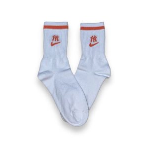 Media Caña Premium Nike NY Blanca y Naranja (New York)