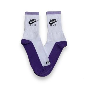 Media Caña Premium Nike Air Blanca Lila y Violeta