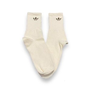 Media Caña Premium Adidas Beige Logo Chico