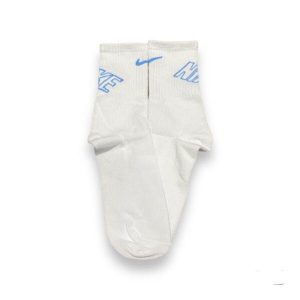 Media Caña Premium Nike Blanca Pipeta y Letras Celeste