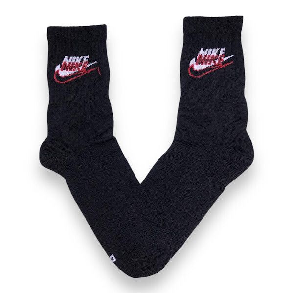 Media Caña Premium Nike Air Doble Negra y Rojo