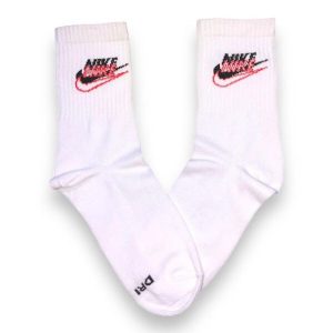 Media Caña Premium Nike Air Doble Blanca y Rojo