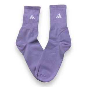 Media Caña Premium Adidas Clasica Lila Minimal Logo Blanco