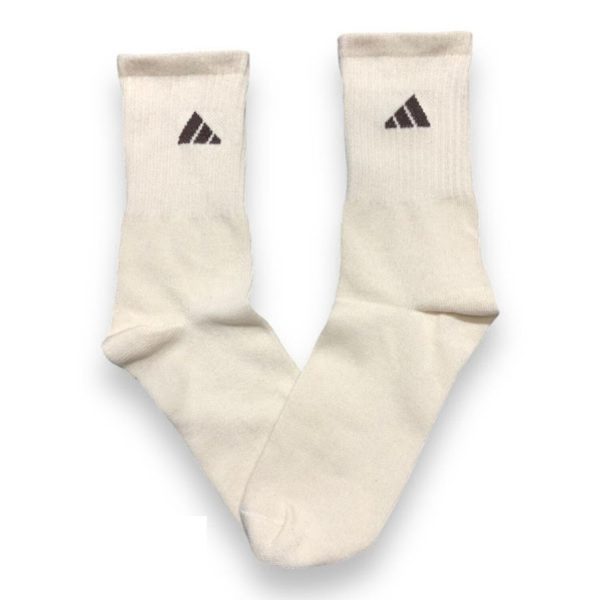 Media Caña Premium Adidas Clasica Crema Minimal