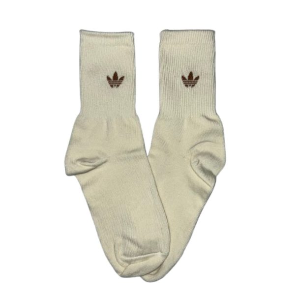 Media Caña Premium Adidas Beige Logo Chico 2