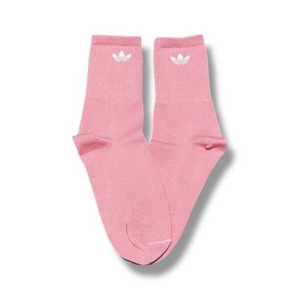 Media Caña Premium Adidas Rosa Logo Chico Blanco
