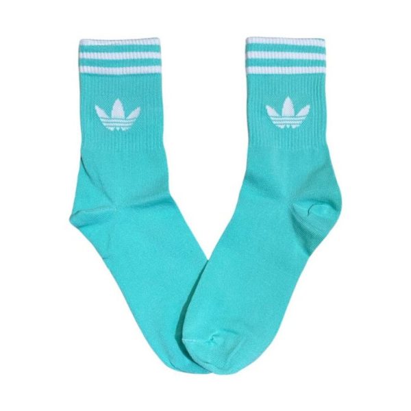 Media Caña Premium Adidas Horizontal Celeste y Blanca