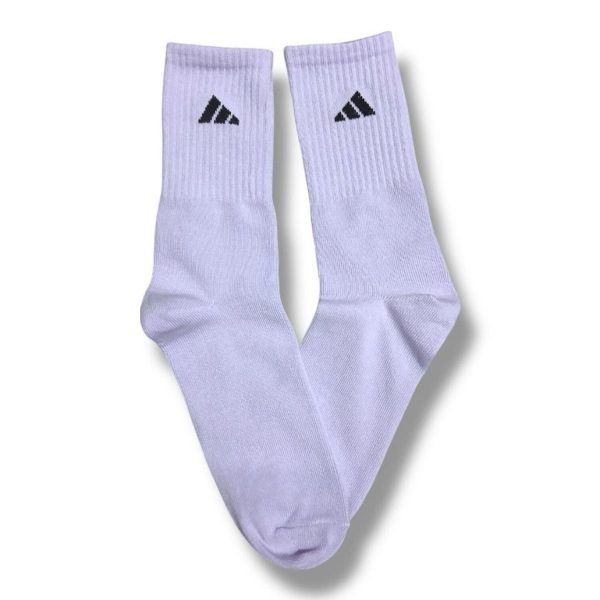 Media Caña Premium Adidas Clasica Lila Minimal Logo Negro