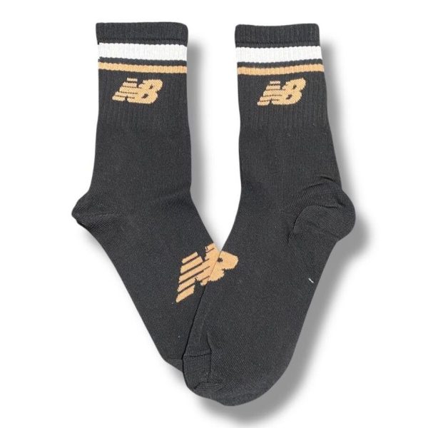 Media Caña Premium New Balance Negro con Blanco y Marron