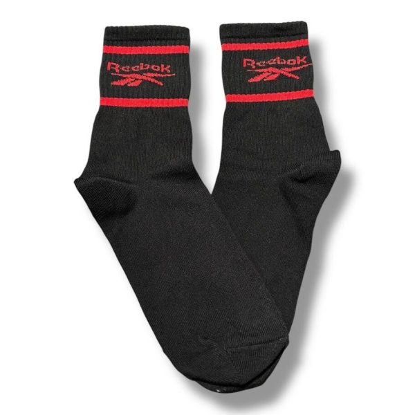 Media Caña Premium Reebok Negra con Rojo