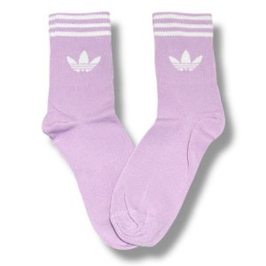 Media Caña Premium Adidas Horizontal Lila y Blanco Solo Logo