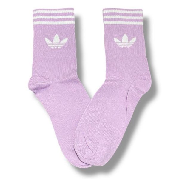 Media Caña Premium Adidas Horizontal Lila y Blanco Solo Logo