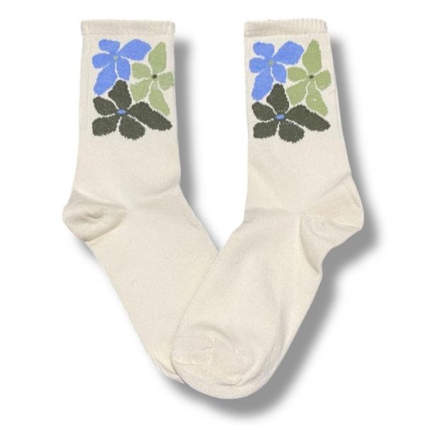 Media Caña Premium Flores Cubismo Crema