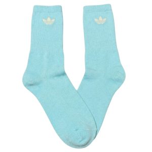 Media Caña Premium Adidas Logo Chico Celeste y Beige