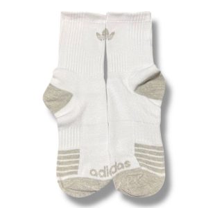 Media Caña Premium Adidas Logo Chico Frente Blanca y Gris
