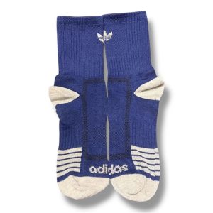 Media Caña Premium Adidas Logo Chico Frente Azul y Gris