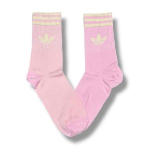 Media Caña Premium Adidas Horizontal Rosa y Beige