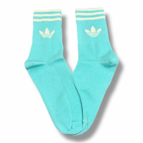 Media Caña Premium Adidas Horizontal Celeste y Beige