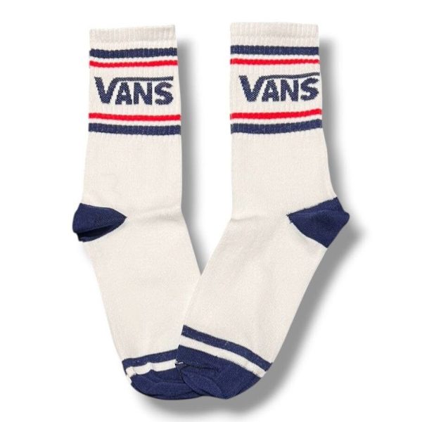 Media Caña Premium Vans Blanca Roja y Azul