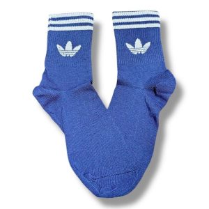 Media Caña Premium Adidas Azul y Blanca Horizontal Solo Logo