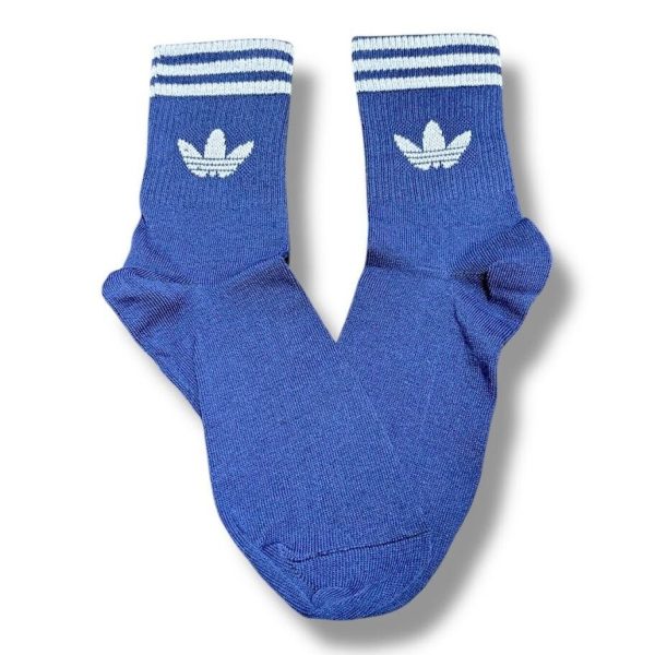 Media Caña Premium Adidas Azul y Blanca Horizontal Solo Logo